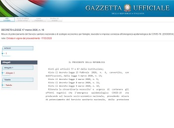 Decreto n° 18 del 17/03/2020. "Cura Italia": misure straordinarie per sanità, famiglie e lavoro