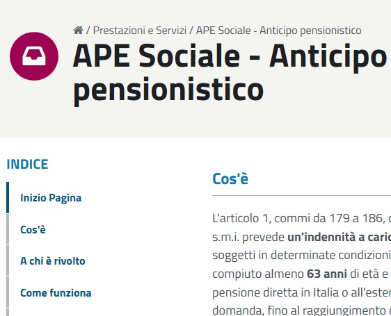 Pratica pensionistica dell' APE Sociale